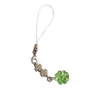 Maxtonser Cordon de téléphone à longueur réglable en forme de trèfles porte-bonheur, porte-clés en alliage et acrylique robuste vert pour téléphones portables et sacs