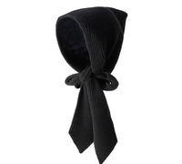 Maxtonser Écharpe à capuche en crochet de couleur unie pour femme - Pour le ski, la randonnée - Coupe-vent - Avec rabat d'oreille - Noir