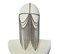 Maxtonser Élégant masque de bal masqué en métal avec chaîne de visage gothique punk glands pour fête et bal de fin d'année