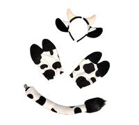 Maxtonser Ensemble de déguisement de Vache Comprenant Oreilles, Bandeau, Queue et Gants. Accessoires Inclus pour Halloween et Autres déguisements.