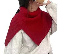 Maxtonser Faux Col d'Hiver Tricoté Écharpe Épaule Roulé Chaud Coupe-Vent Détachable Rouge