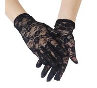 Maxtonser Gants longs en dentelle pour femme Noir 22 cm