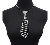 Maxtonser Long collier tendance et élégant en métal avec strass scintillants pour mariage