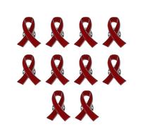 Maxtonser Lot de 10 broches pour femme en forme de ruban rouge pour sensibilisation à l'espoir