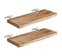 Maxtonser Lot de 2 étagères flottantes naturelles de 40 cm, faciles à installer, rangement mural, organiseurs en bois marron clair pour décoration d'intérieur