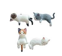 Maxtonser Lot de 4 figurines miniatures en résine de chats de dessin animé pour écrans d'ordinateur, décorations de bureau, décoration centrale de voiture