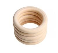 Maxtonser Lot de 5 bagues de dentition en bois de 70 mm pour bébé - Bracelet DIY - Artisanat - Bague en bois naturel
