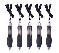 Maxtonser Lot de 5 stylos à bille rétractables ronds avec stylo court et sangle - Rouge, bleu, noir, vert