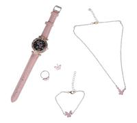 Maxtonser Lot de 6 montres de luxe pour femme, bagues, collier, boucles d'oreilles, bracelet, bracelet en cuir papillon, montre-bracelet pour femme