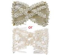 Maxtonser Peignes de cheveux magiques, peignes de cheveux Femmes Twor Rhombus Sembres côté cheveux perlées, peignes à double côté étirez Clips Bun Maker, outil de coiffage de bricolage, style 2