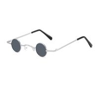Maxtonser Petites lunettes rondes hippie vintage avec monture en métal argenté gris fi