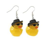 Maxtonser Porte-clés en forme de canard avec chapeau fait à la main - Pendentif en forme de canard jaune - Pendentif accrocheur pour femmes et enfants