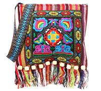 Maxtonser Sac à Main d'embrayage, Sac à bandoulière avec Motif brodé-Chinois Hmong Thai Broderie Hill Tribe pour Totes Messenger Tassels Bag Boho Hippie,Red
