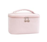 Maxtonser Sacs de maquillage en polyuréthane de grande capacité à la mode, trousse de toilette de voyage, sac de rangement multifonctionnel avec poignée