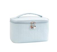 Maxtonser Sacs de maquillage en polyuréthane de grande capacité à la mode, trousse de toilette de voyage, sac de rangement multifonctionnel avec poignée