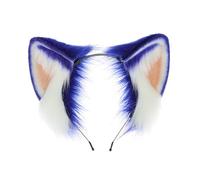 Maxtonser Serre-tête avec oreilles d'animal bleu pour Halloween, cosplay, jeu de rôle, accessoire de déguisement