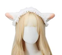 Maxtonser Serre-tête en dentelle plissée en forme d'oreille d'agneau pour cosplay, fête, prise de photos, Halloween, fête costumée, couvre-chef pour adolescents