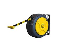 MAXTOOLS WTR200, Enrouleur pour Ruban de Signalisation Jaune et Noir, Robuste et Antichoc, avec Support pour Application Murale, Longueur du Ruban 16 m