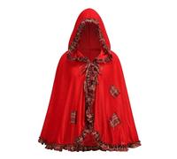maxToonrain Cape de chaperon rouge à capuche en velours pour adulte - Costume de petit chaperon de conte de fées - Tenue d'Halloween pour la journée mondiale du livre pour femme (bordure à carreaux à