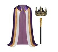 maxToonrain Cape de costume de prince héritier pour adulte de style médiéval royal adapté pour Halloween (130 cm, bord doré violet)