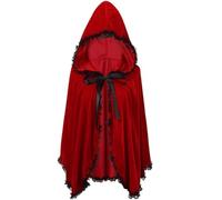 maxToonrain Cape de petit chaperon rouge, cape en velours rouge pour adulte avec capuche, personnage de conte de fées, accessoires de costume d'Halloween pour femme