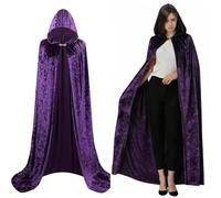 maxToonrain Cape médiévale en velours diamant pour adulte - Cape à capuche brillante pour Halloween et Noël (violet, 140 cm)