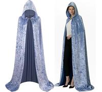 maxToonrain Cape médiévale en velours diamant pour adulte - Cape à capuche brillante pour Halloween et Noël (bleu, 140 cm)