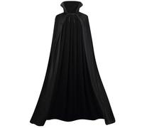 maxToonrain Cape réversible noire et noire pour adultes, pour Pâques, Halloween, Noël, déguisement, vampire, sorcière, magicien, jeu de rôle (140 cm, col montant)