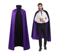 maxToonrain Cape réversible noire et violette pour adultes, pour Pâques, Halloween, Noël, déguisement, vampire, sorcière, jeu de rôle pour la journée mondiale du livre (170 cm, col montant)