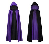 maxToonrain Cape réversible noire et violette pour adultes, pour Pâques, Halloween, Noël, déguisement, vampire, sorcière, jeu de rôle pour la journée mondiale du livre (150 cm, à capuche)