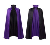 maxToonrain Cape réversible noire et violette pour adultes, pour Pâques, Halloween, Noël, déguisement, vampire, sorcière, jeu de rôle (150 cm, col montant)