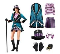 maxToonrain Costume de chapelier fou pour adulte - 7 pièces - Costume de la journée mondiale du livre en velours avec chapeau chapelier fou - Accessoires d'Halloween - Fête de costumade pour femmes