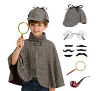 maxToonrain Costume de détective pour enfants, costume d'Halloween, cape victorienne drôle de luxe, pour garçons et filles (café foncé/40 cm)