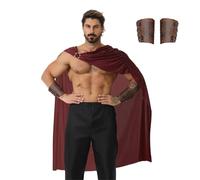 maxToonrain Costume de guerrier spartiate pour homme avec 2 bracelets - Cape de gladiateur grec romain - Déguisement historique pour Halloween, Noël, fête mondiale du livre