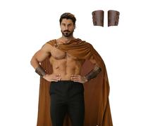 maxToonrain Costume de guerrier spartiate pour homme avec 2 bracelets - Cape de gladiateur grec romain - Déguisement historique pour Halloween, Noël, fête mondiale du livre