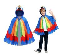 maxToonrain Costume de perroquet pour enfants garçons et filles de 75 cm, cape pour Halloween, carnaval et journée mondiale du livre, multicolore (bleu, 75 cm)