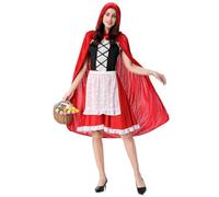 maxToonrain Costume de petit chaperon rouge pour adulte grande taille, costume d'Halloween amusant en velours rouge, cape florale de conte de fées pour la journée mondiale du livre, déguisement pour