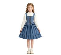maxToonrain Costume de pionnier victorien pour fille - Robe de prairie coloniale - Ensemble bonnet pour enfants de 5 à 12 ans - Pour Halloween, Noël, école, semaine du livre, jeu de simulation