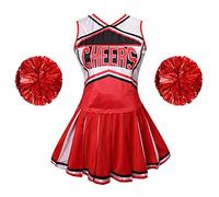 maxToonrain Costume de pom-pom girl pour femmes avec anneau à tirer, pompons pour lycée, haut et jupe, uniforme de pom-pom girl 2 pièces (rouge classique, taille XL)