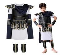 maxToonrain Costume de soldat romain pour enfants - Costume de gladiateur centurion Viking médiéval historique pour jeu de rôle - Comprend une tunique, une armure, une cape, des protège-bras et des