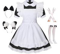 maxToonrain Costume de soubrette Alice - Robe à col de poupée - Ensemble cadeau de soubrette pour femmes et filles - 6 pièces (noir, taille S)