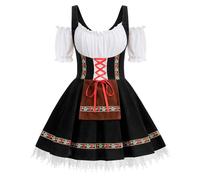 maxToonrain Costume d'Oktoberfest pour filles, femmes - Robe traditionnelle allemande bavaroise à manches courtes, sans épaules, pour Halloween - Costume de serveuse fantaisie pour femmes (Noir L)