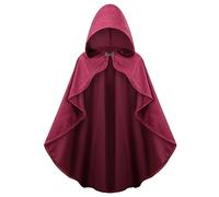 maxToonrain Costume médiéval avec capuche - Cape à capuche de chevalier du Nord de la Renaissance - Vintage gothique, sorcière, sorcière, victorien - Costume d'Halloween (rouge foncé, 100 cm - femmes)