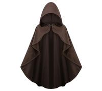 maxToonrain Costume médiéval avec capuche - Cape à capuche de chevalier du Nord de la Renaissance - Vintage gothique, sorcière, sorcière, victorien - Costume d'Halloween (marron, 90 cm - femmes)