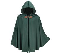 maxToonrain Costume médiéval avec capuche - Cape à capuche de chevalier du Nord de la Renaissance - Vintage gothique, sorcière, sorcière, victorien, Halloween - Costume d'Halloween (émeraude-vert, 102