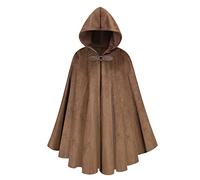 maxToonrain Costume médiéval avec capuche - Cape à capuche de chevalier du Nord, Renaissance - Vintage gothique, sorcière, sorcière, victorien, Halloween (marron, 102 cm - hommes)