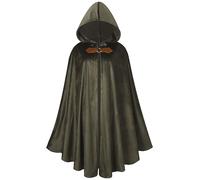 maxToonrain Costume médiéval avec Capuche Chevalier du Nord Renaissance Cape à Capuche Vintage Gothique sorcière Sorcier Victorien Halloween déguisement (Vert Olive, 102 cm-Homme)