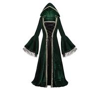 maxToonrain Costume Médiéval Femme Motif, Robes de Halloween pour Femme Style Renaissance Bourgogne Vintage Gothique en Velours Robes Victoriennes Livre du Monde Robe de Fête Pour Femme (Vert, 2XL)