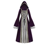 maxToonrain - Costume médiéval pour femme au Royaume-Uni, déguisements d'Halloween pour femmes de style Renaissance - Robe bourgogne vintage gothique en velours - Robes victoriennes du monde du livre