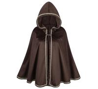 maxToonrain Costume Médiéval pour Femmes, Cape à Capuche Style Victorien - Accessoires de Déguisement pour Halloween, Journée Mondiale du Livre (Marron)